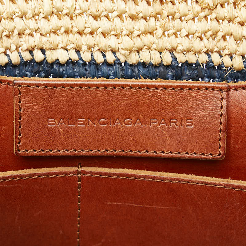 Balenciaga Small Handbag 236741 Pink Brown Raffia Leather  BALENCIAGA