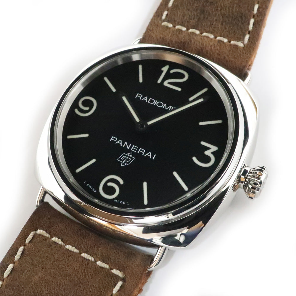 【PANERAI】PANERAI Radio Mill Base Logo PAM00753 W . 45mm Black Stainless Leather Handbook   Watch