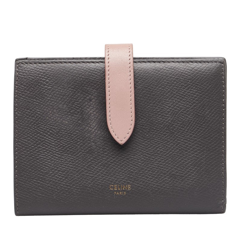 Celine two fed wallet compact wallet grey ping leather ladies Celine