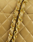 Chanel 1994-1996 * Classic Flap Jumbo Double Chain Shoulder Bag Beige Lambskin
