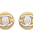 Chanel 1997 Silver & Gold CC Turnlock Earrings Large