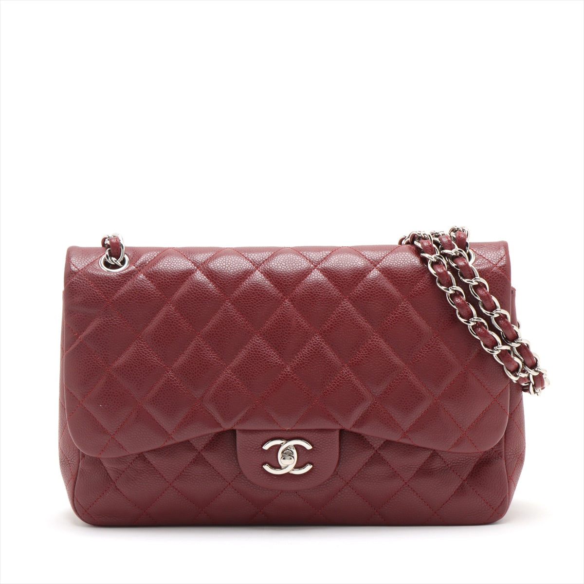Chanel Decamatrasse Caviar S Double Flap Double Chain Bag Bordeaux Silver  15th