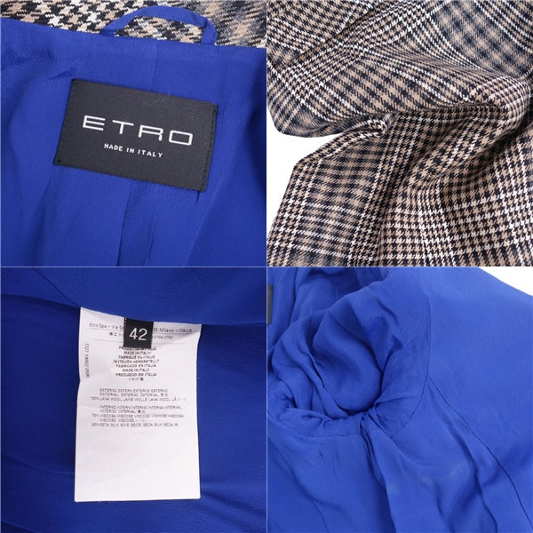 Etro ETRO Coat Chester Coat Check Wool Out  Made in Italy 42 (L equivalent) Brown  ETRO