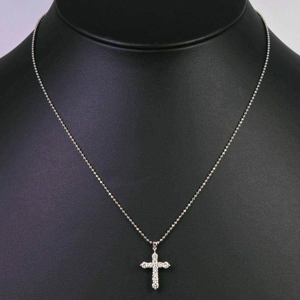 Cross Necklace Pt850 Platinum x Diamond 0.51 Cross  4.4g Cross  A+ Ranked Pt850