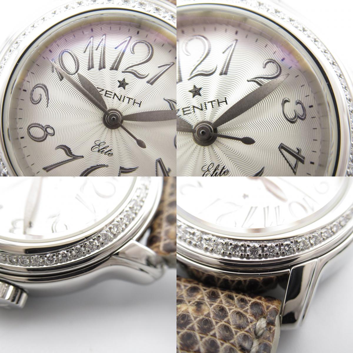 Zenith Elite Diamond Basel Watch Watch Stainless Steel Leather Belt Leather  Silver  16.1220.67