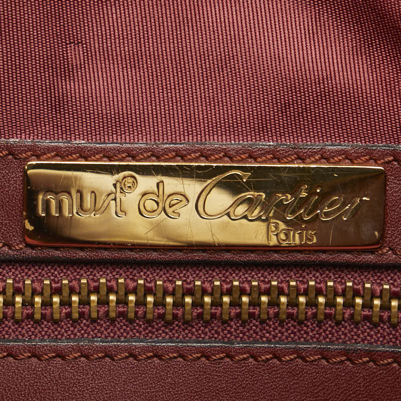 Cartier Must Handbag Mini Boston Bag Wine Red Bordeaux Leather  Cartier