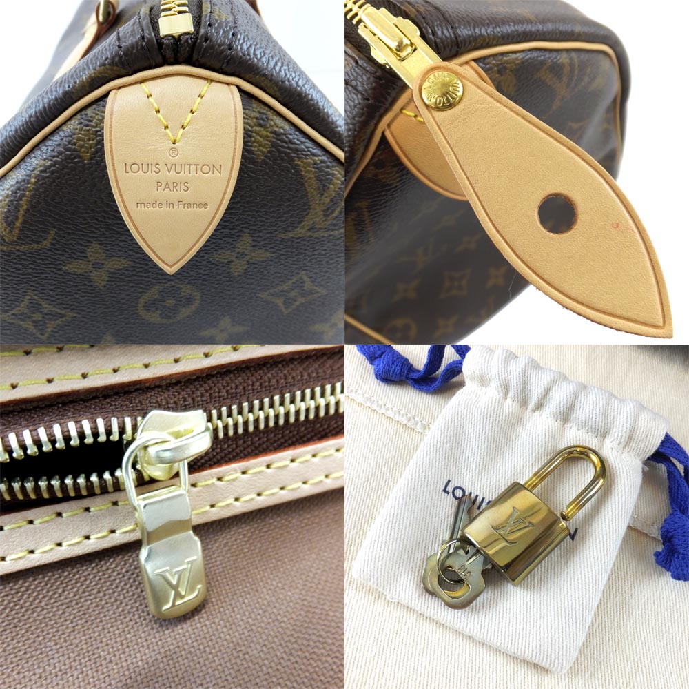 Louis Vuitton Speedy 30 Handbag Monogram Brown G  M41108 Padlock