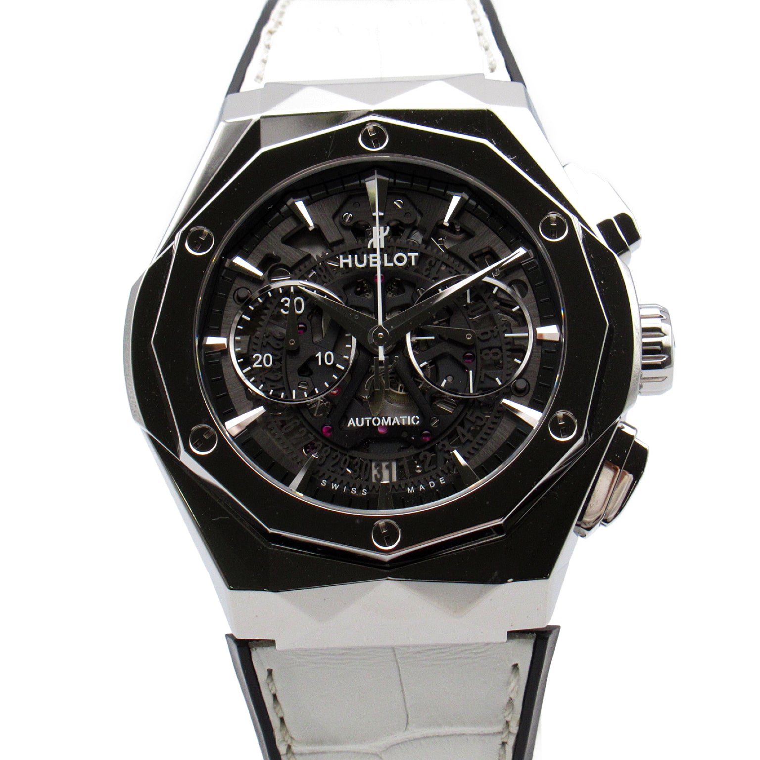 Ubro HUBLOT Aerusion Chronograph  Watch Titanium Lavender Leather  Grey Skeleton 525.NX.0127.LR.JORL1