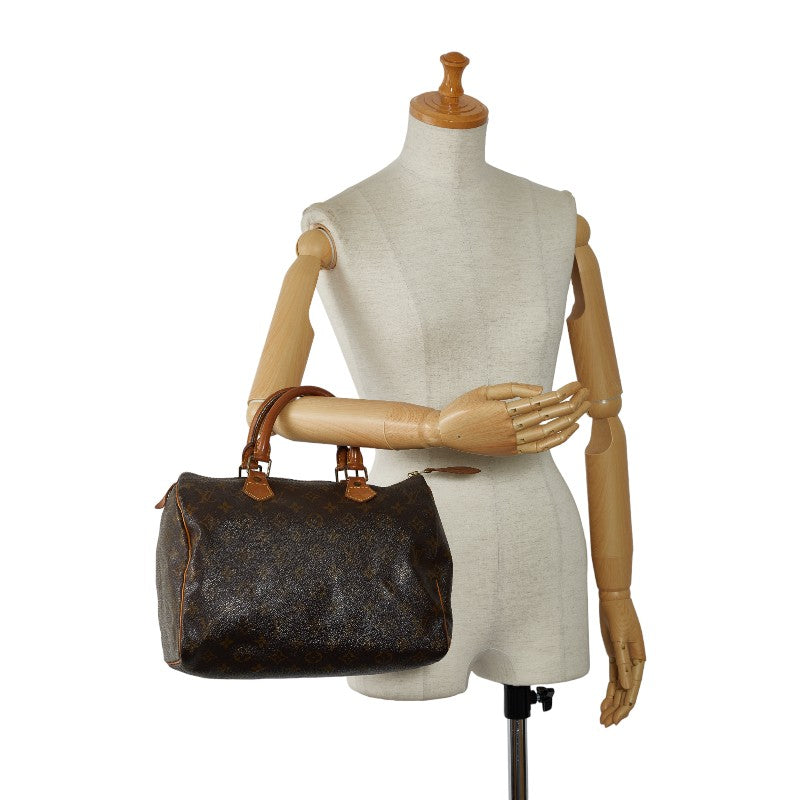 Louis Vuitton Monogram Speedyy 30 Handbag Mini Boston Bag M41526 Brown PVC Leather  Louis Vuitton