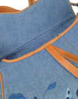 Christian Dior 2005 John Galliano Denim Embroidered Saddle Handbag