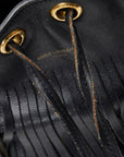 Saint Laurent Emmanuel Fringe Handbag Shoulder Bag 2WAY 381762 Black G Leather  Saint Laurent