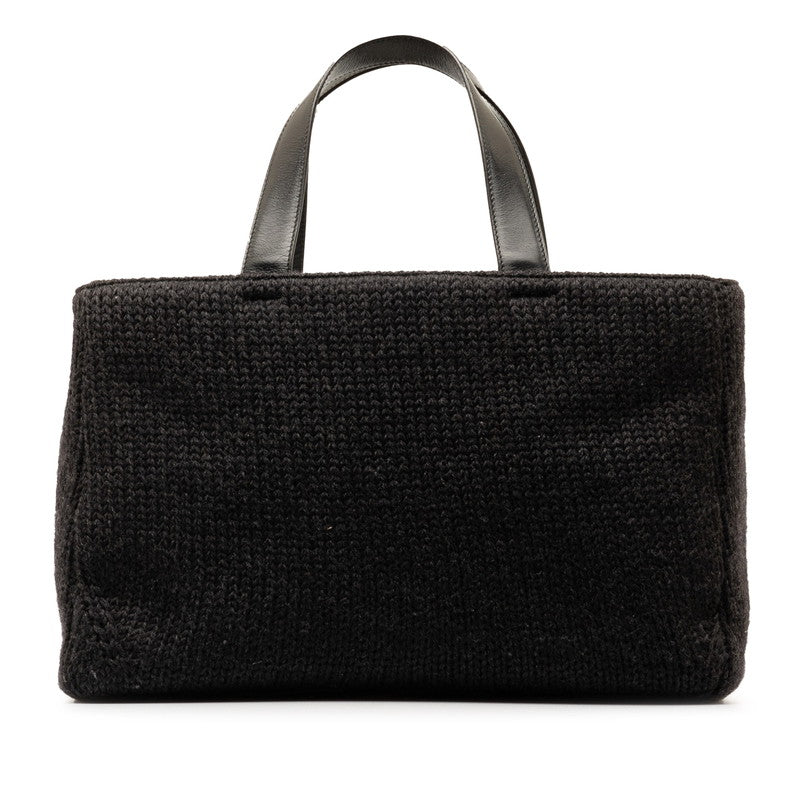 Prada Handbag B8385 Gr Black Wool Leather  Prada