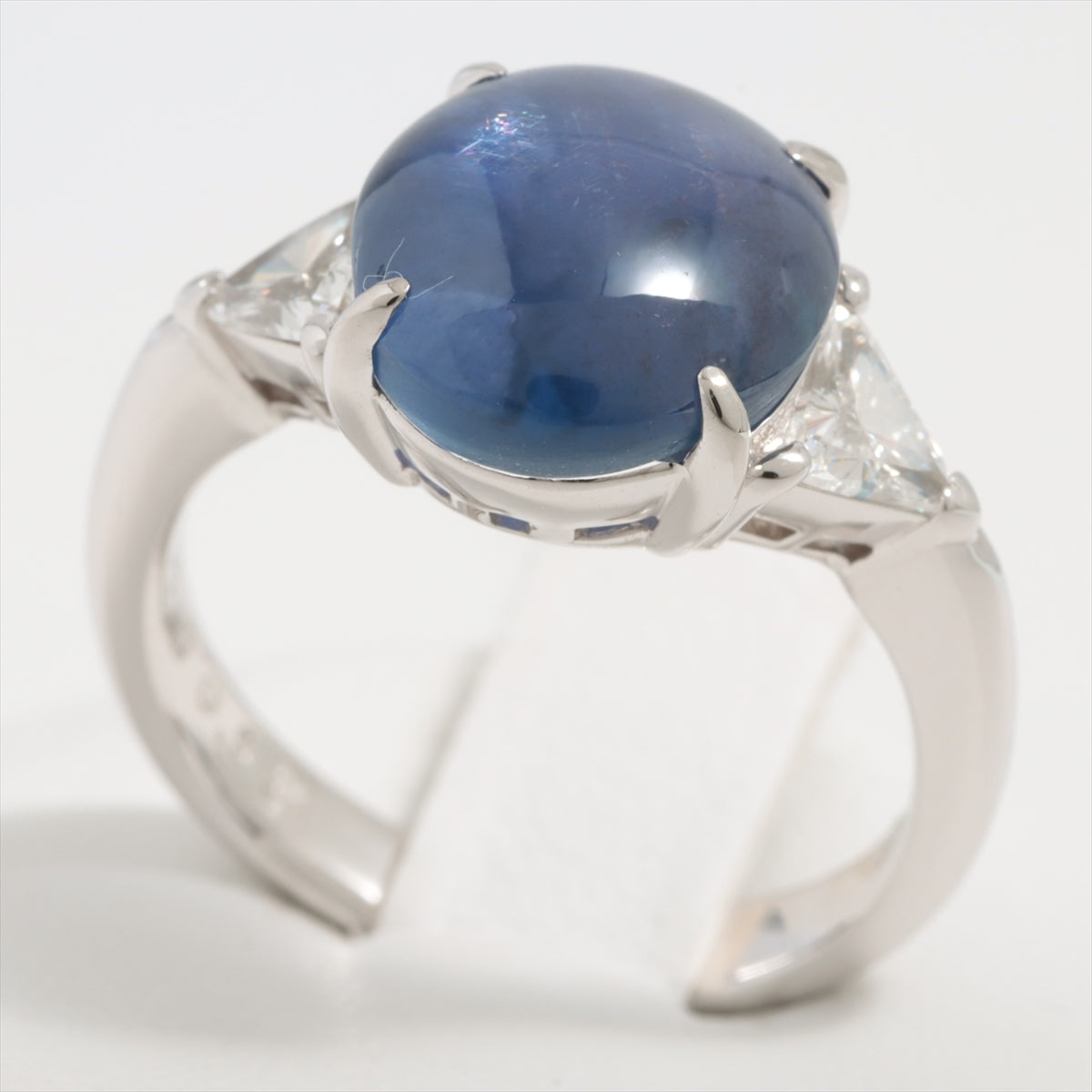 Star Sapphire Diamond Ring Pt900 9.5g 8.966 D0.53 E