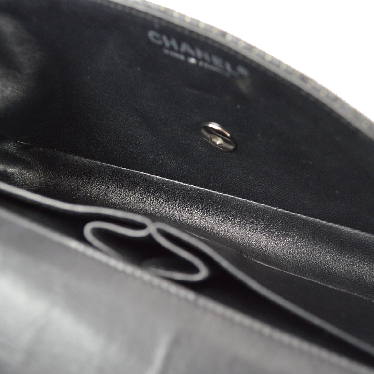 Chanel Black Perforated Lambskin East West Shoulder Bag