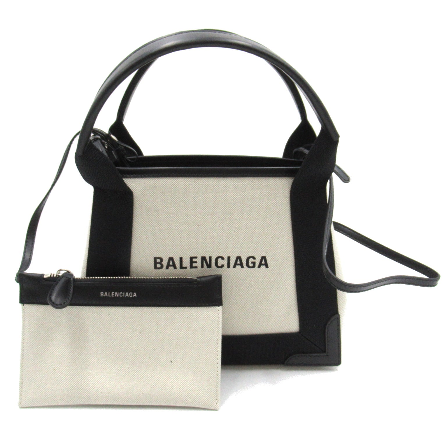 BALENCIAGA BALENCIAGA NAIBY CABAS XS AJ 2w Shoulder Bag  Canvas Ivory / Black 3903462H3N9260