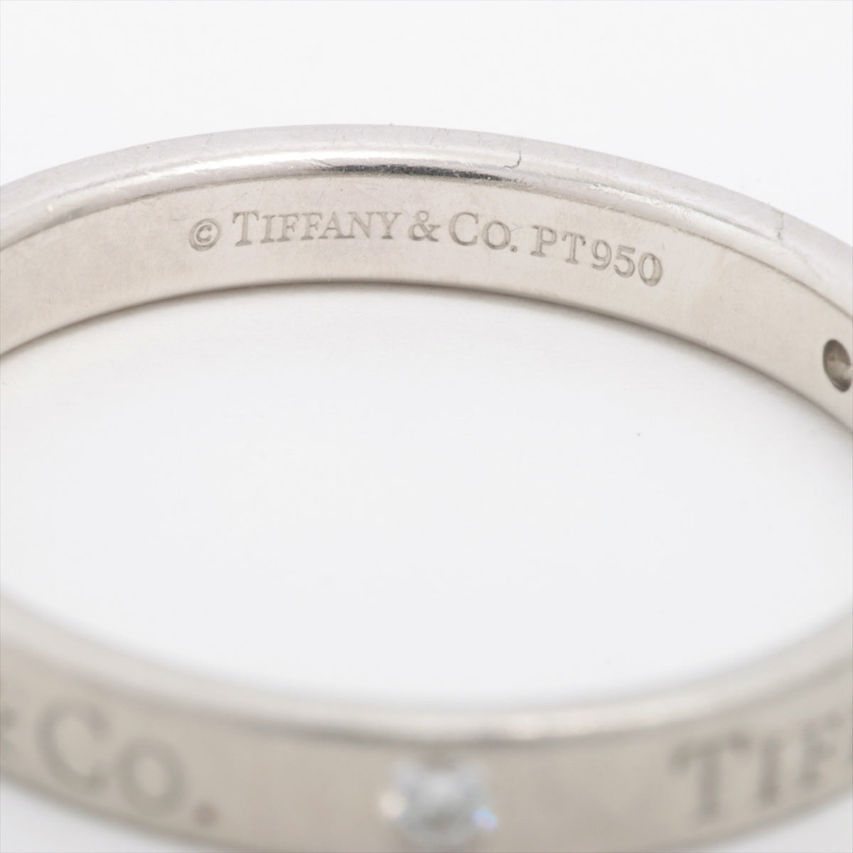 Tiffany Flap Band 3P Diamond Ring Pt950 5.4g