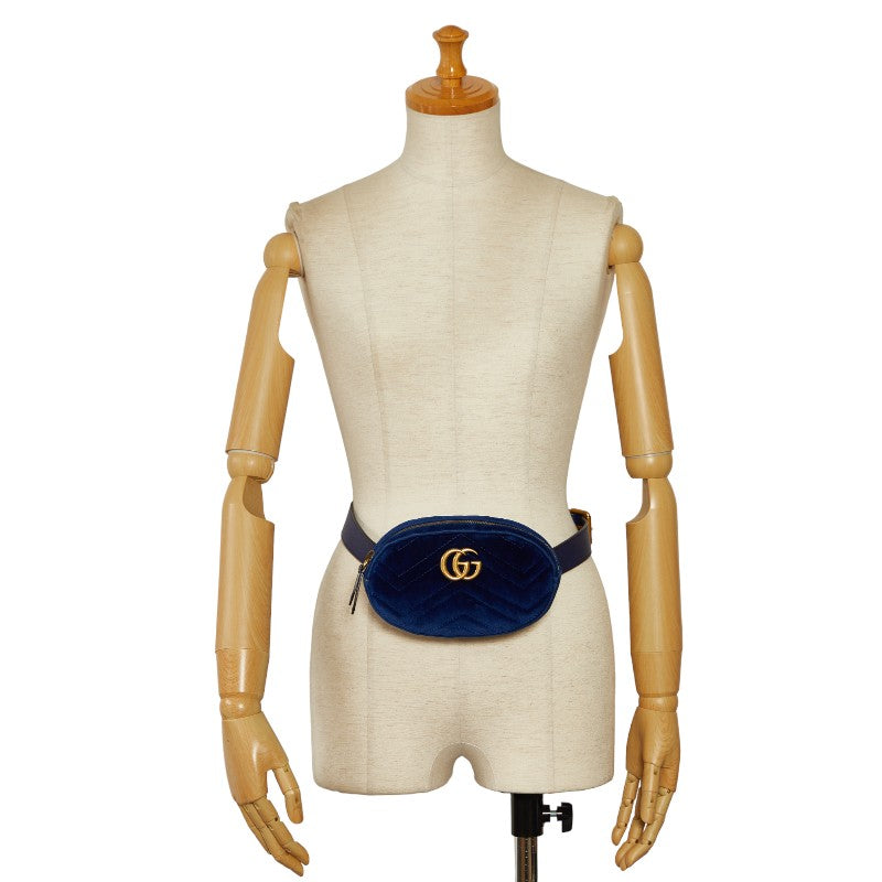 Gucci GG Marmont Waist Bag Belt Bag 476434 Navy Leather
