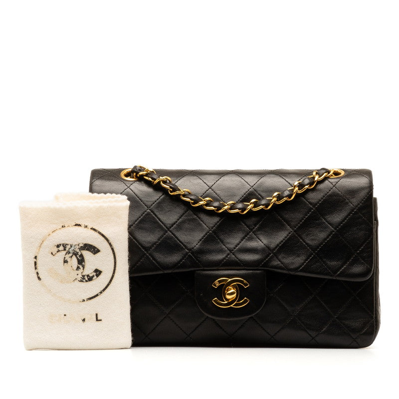 Chanel Mattrase 23 Coco W Flap Chain Shoulder Bag Black Lambskin  Chanel