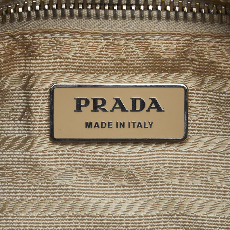 Prada三角形標誌單肩包手提包米色棕色尼龍皮革PRADA【二-二-二-二