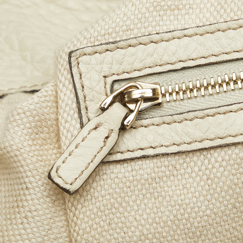 Gucci GG canvas bamboo handbag shelf bag 2WAY 282315 beige white canvas leather ladies Gucci