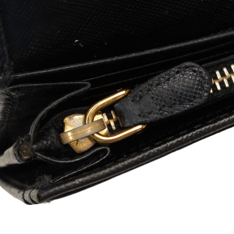 Prada Ribbon Saffiano Long Wallet L- Black Leather  Prada