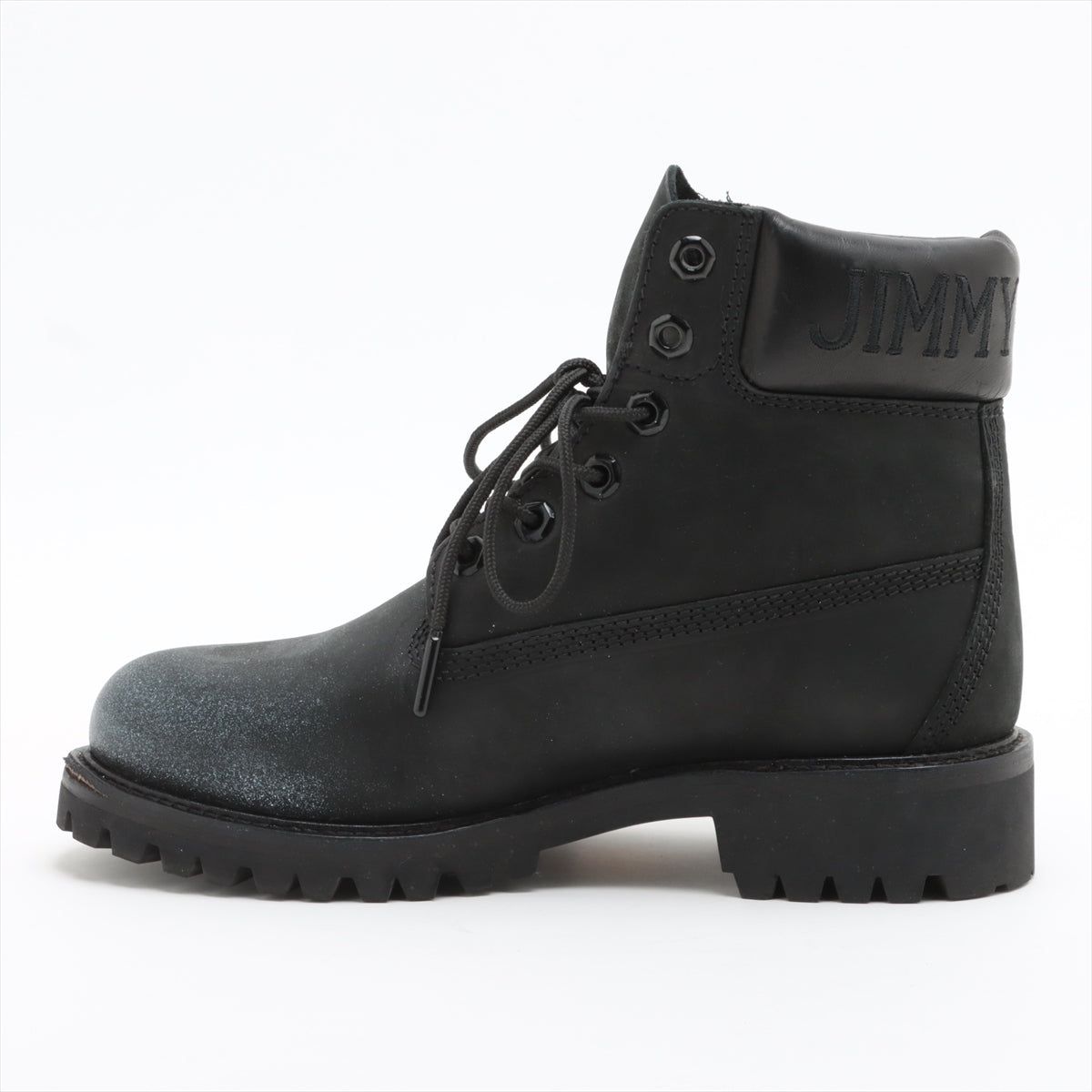 Jimmy Choo X Timberland Leather Short Boots 6  Black Premium High-Cut Boots Box