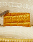 Celine Crocodile Pressing Handbag Tote Bag Beige Yellow Canvas Leather  Celine
