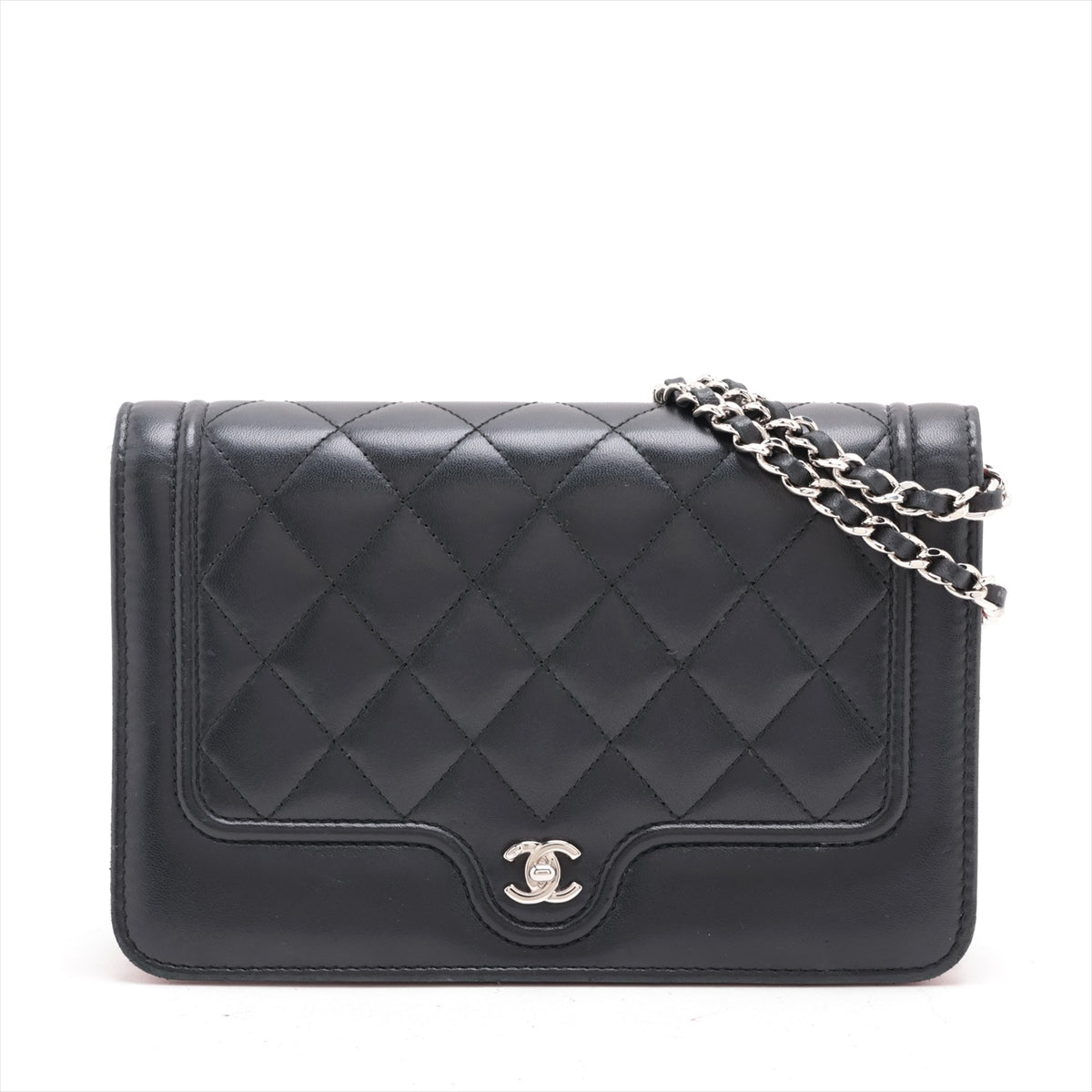 Chanel Matrasse  Chain Wallet Black Silver G