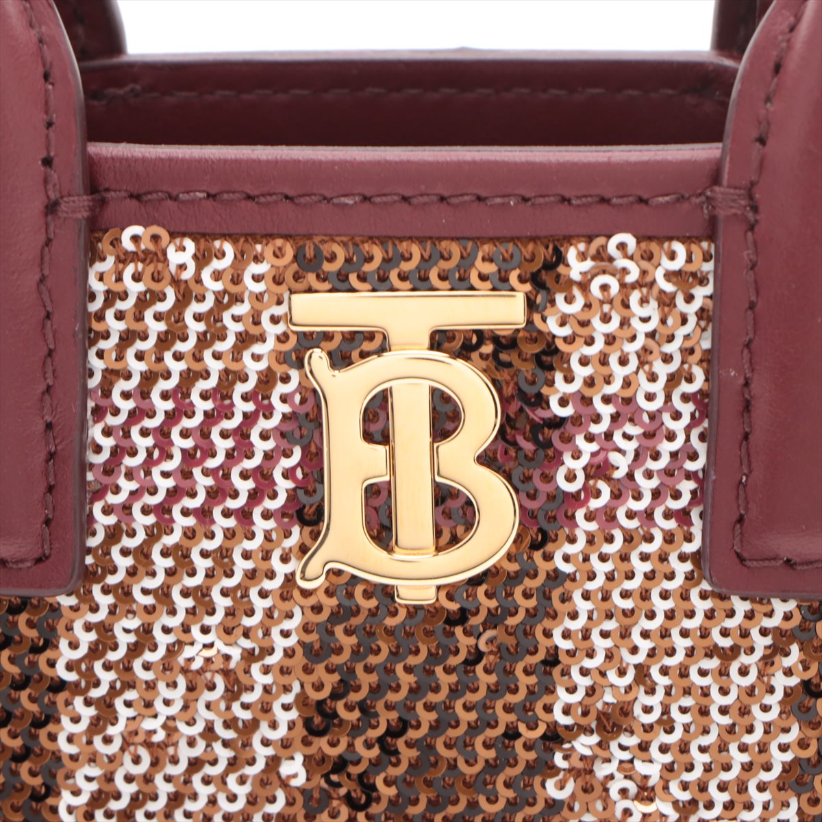 Burberry TB Spongebob X Leather Handbag Bordeaux