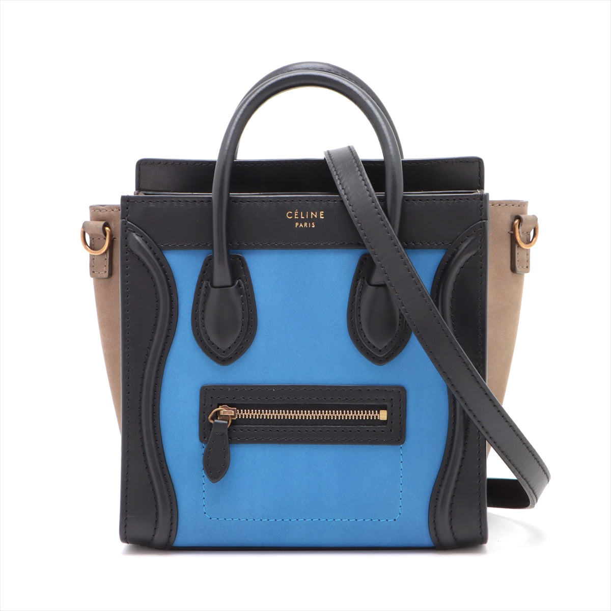 Celine Luggage Nano  Leather X Suede 2WAY Handbag Multicolor