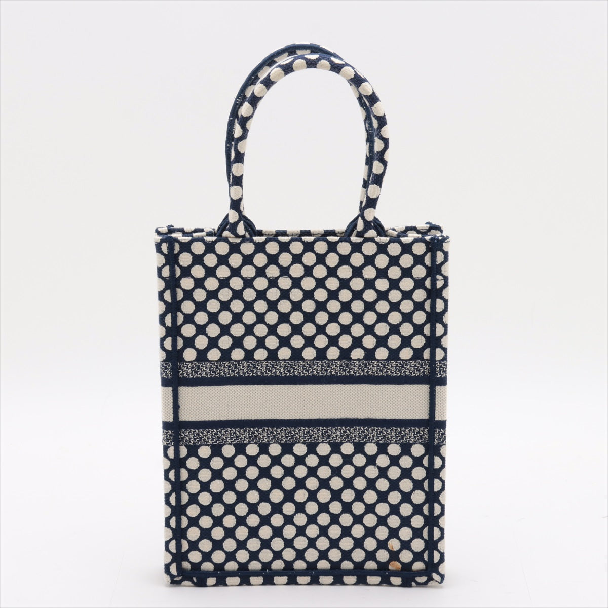 Christian Dior Vertical Book Tote Linen Handbag Navy Navi