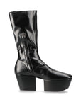 Prada Triangle Logo Leather Boots 37.5  Black Nappatech Side Zip Platform Thick Bottom