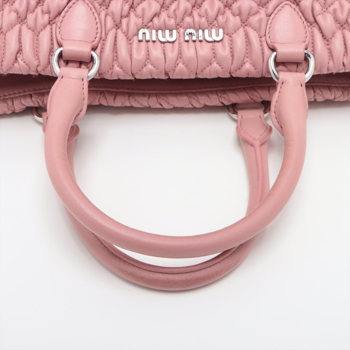 Muummu Napa Crystal Materasse Leather 2WAY Handbag Pink 5BA958