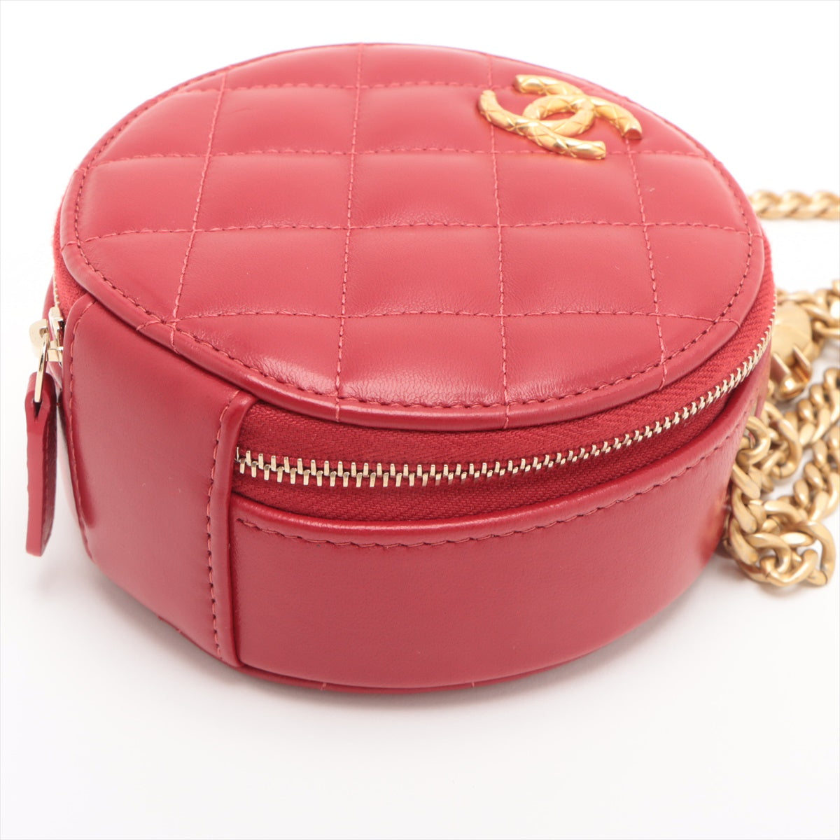 Chanel Lambskin  Chain Shoulder Bag Red G