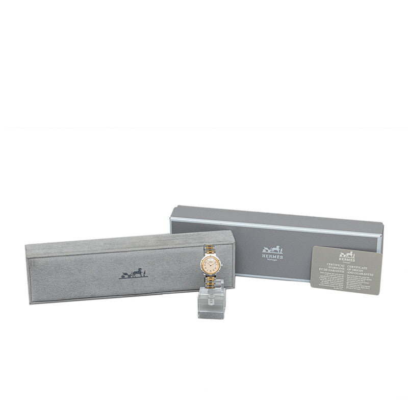 Hermes Clipper  Quartz Beige  Stainless Steel  Hermes