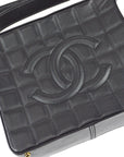 Chanel 2001-2003 Choco Bar Shoulder Bag Black Lambskin