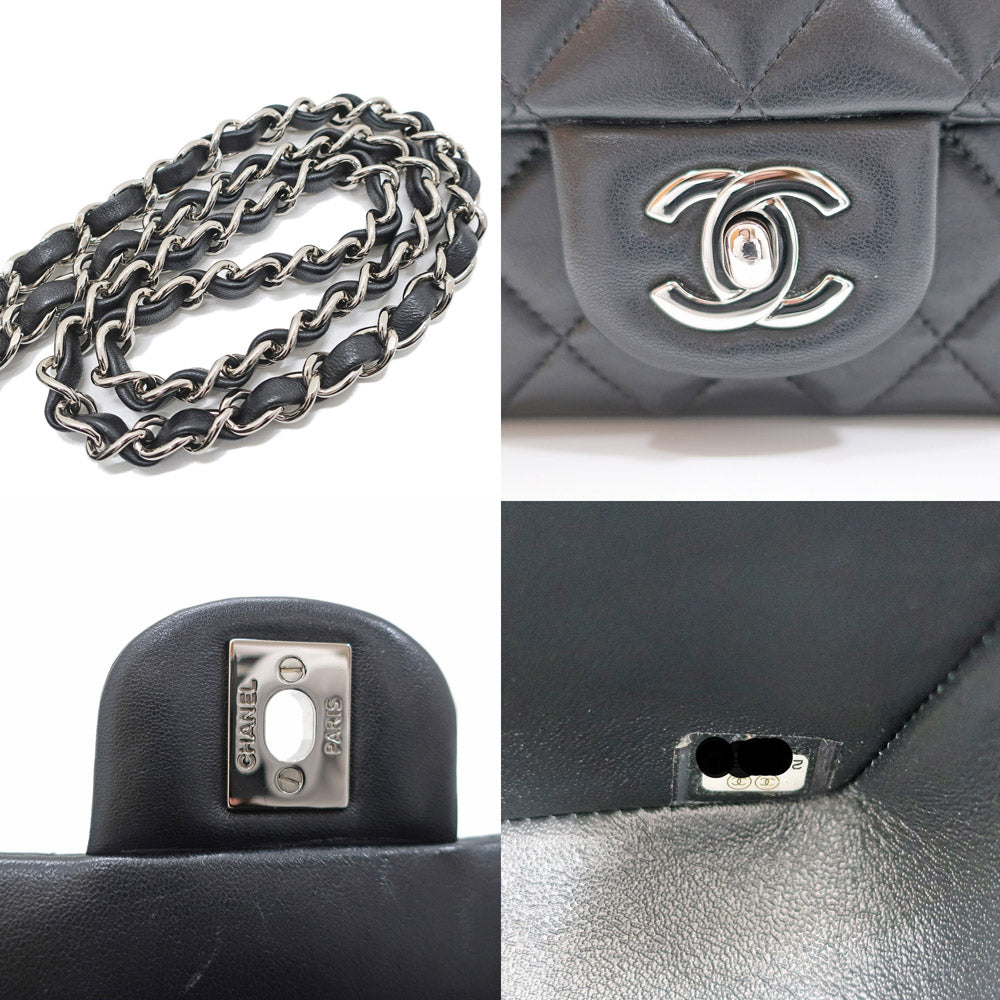 CHANEL Mini Flap Bag 20  Black Silver G  SV Chainsholder Bag Coco Black  A69900