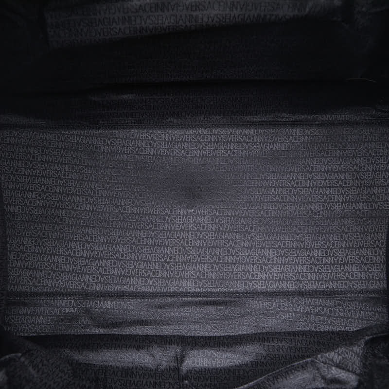 Versace Summerstile Press Boston Bag Shoulder Bag 2WAY Black Leather Men Versace  VERSACE []