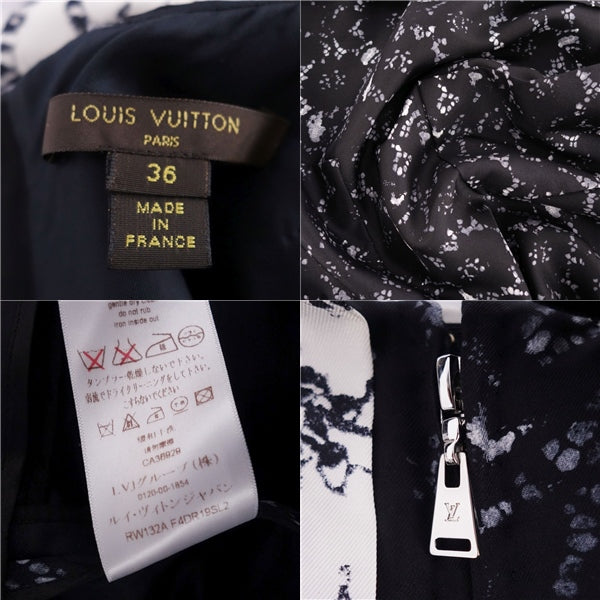 Louis Vuitton One Earrings Short Sleeve Total Silk 100% Tops  Made in France 36 (Equivalent to S) Black/White - LODEST