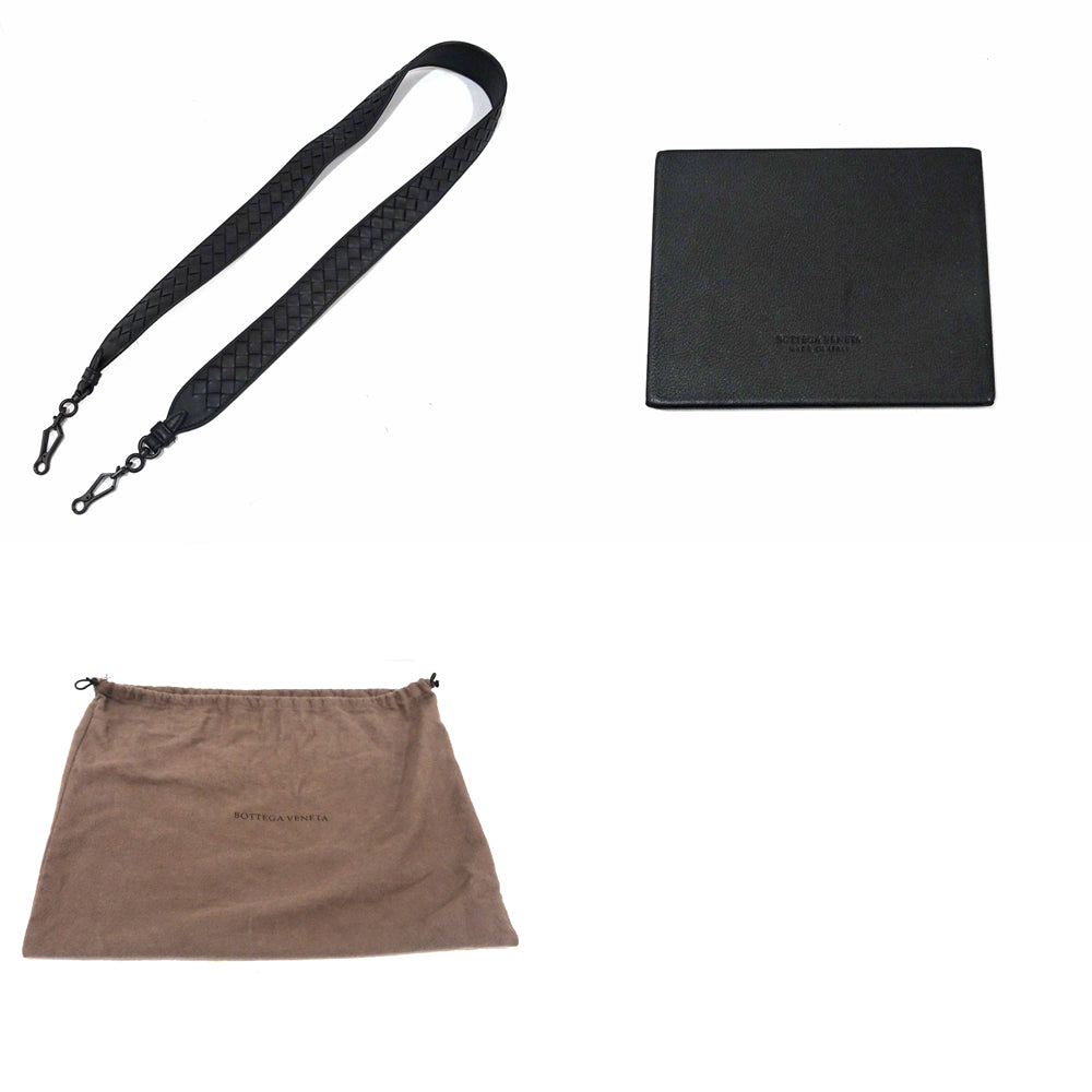 BOTTEGA VENETA TAMBURA 535263 Black Shoulder Bag 2WAY Handbag Leather