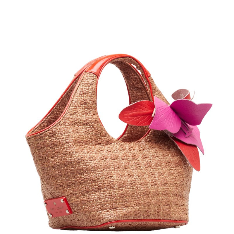 Kate Spade Flowers Motif Handbag Bag Bag Brown Orange Multicolor Raffia Leather  Kate Spade More  ]