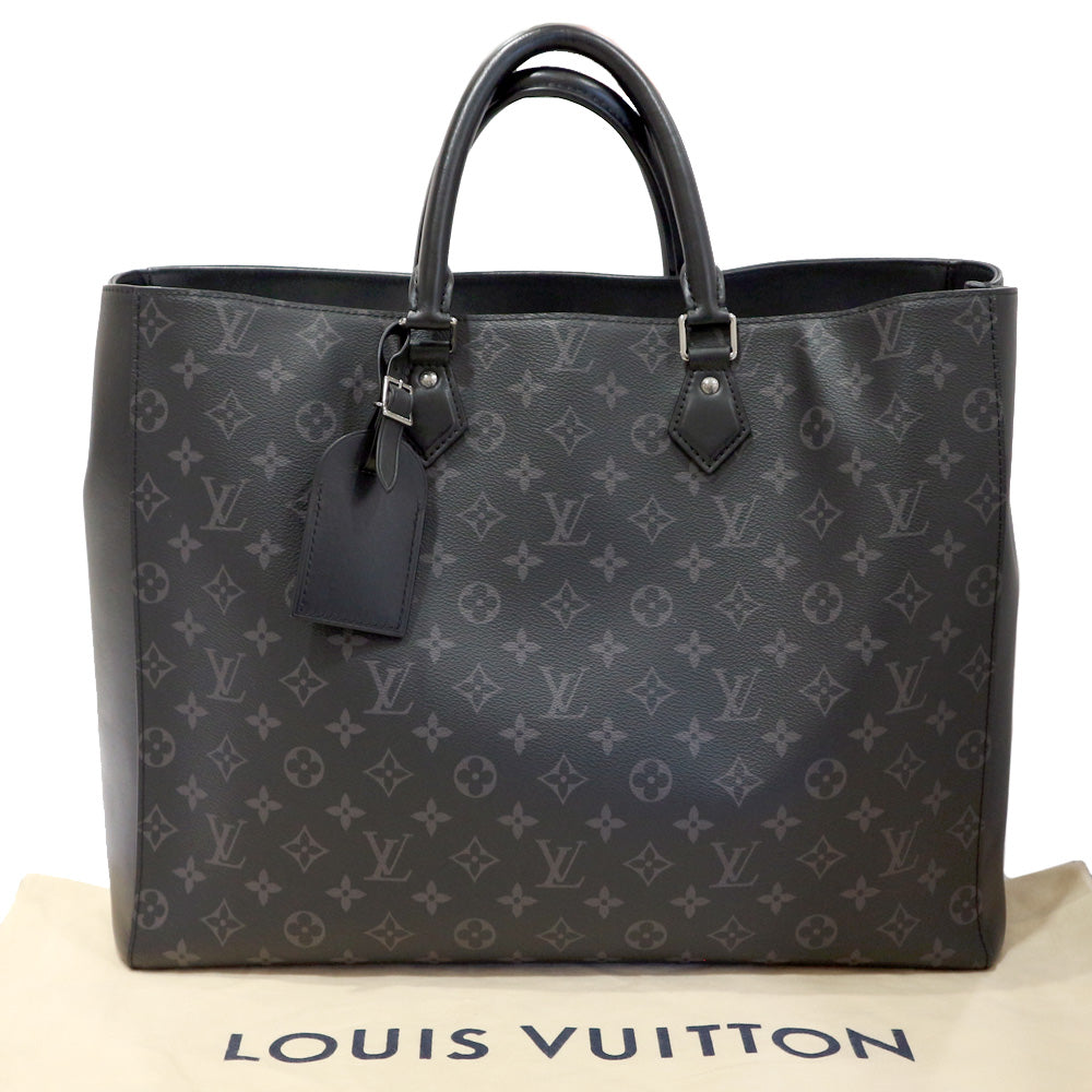 Louis Vuitton Grand Sack M44733 Monogram Eclipse Tote Bag Black Leather  Unisex Preservation Bag