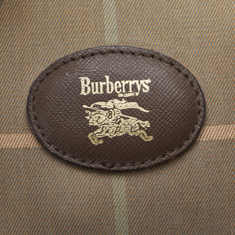 Burberry Check Boston Bag Travel Bag Carrying Bag Brown Canvas Leather  BURBERRY