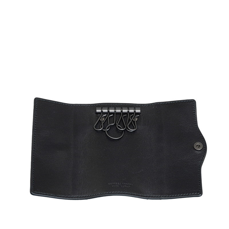 Bottega Veneta 6 Key Holder Case Black Leather