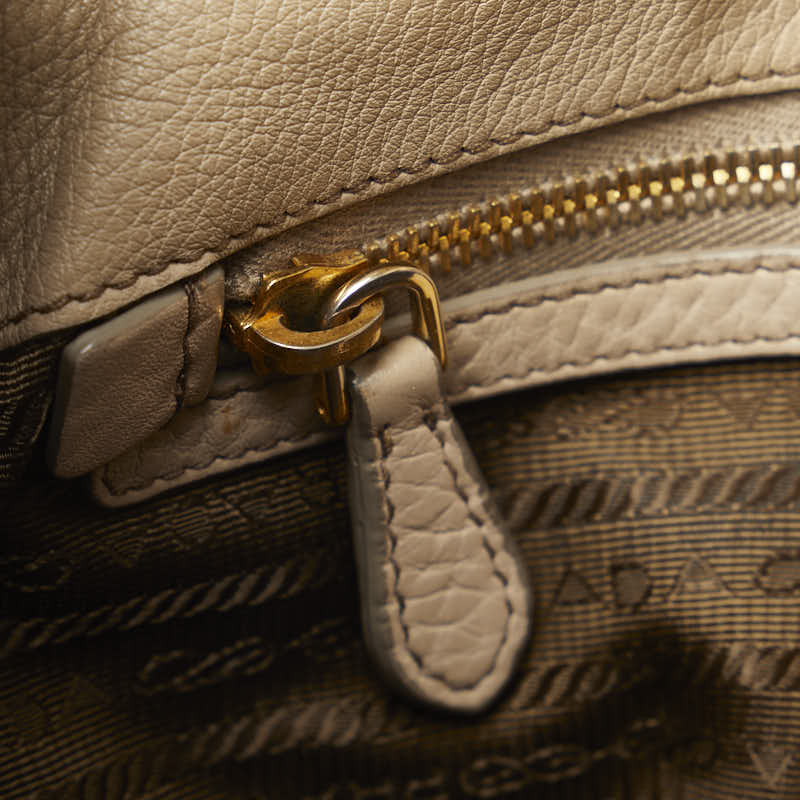 Prada logo handbags BN1777 Beige g leather ladies PRADA