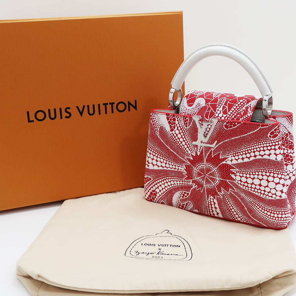 Louis Vuitton Capsine BB LV  YK Grassy Collaborative Flowers M21704 Handbag Pump Red White Leather