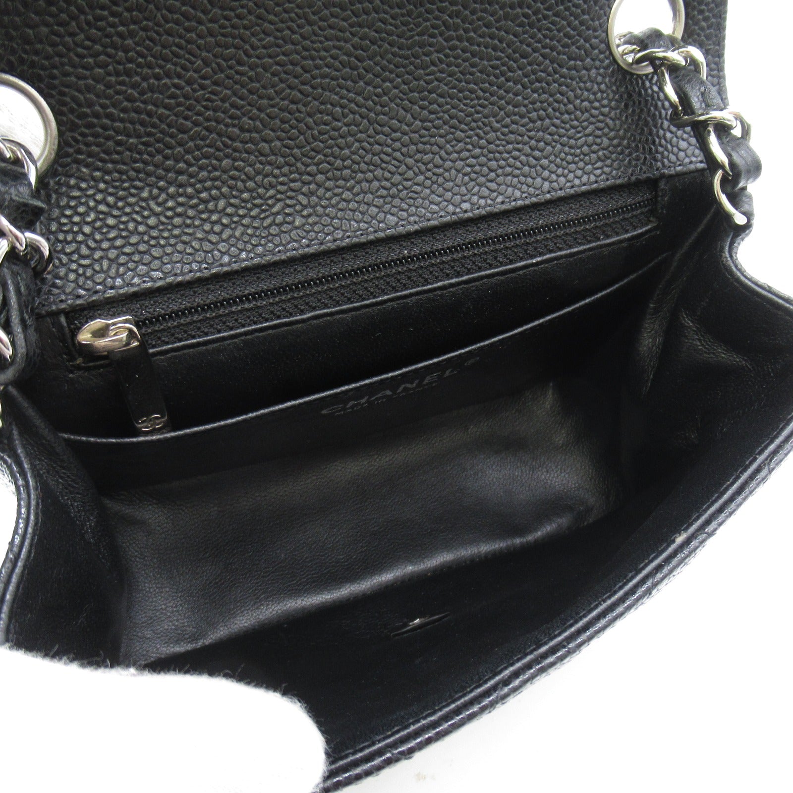 Chanel Mini Chain Shoulder Bag Caviar S  Black A35200
