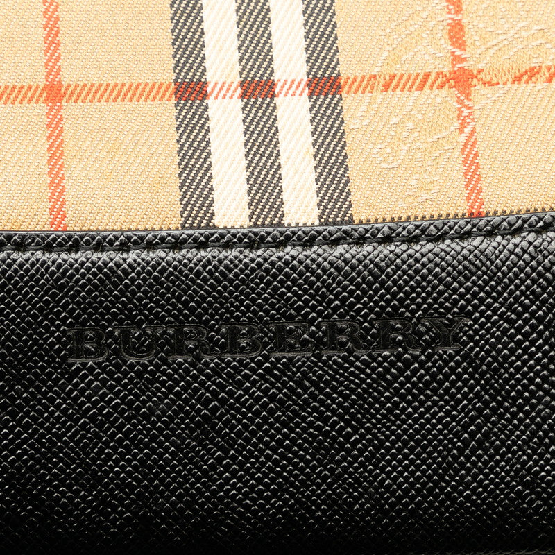 Burberry Nova Check  Handbag Shoulder Bag 2WAY Beige Black Canvas Leather  BURBERRY