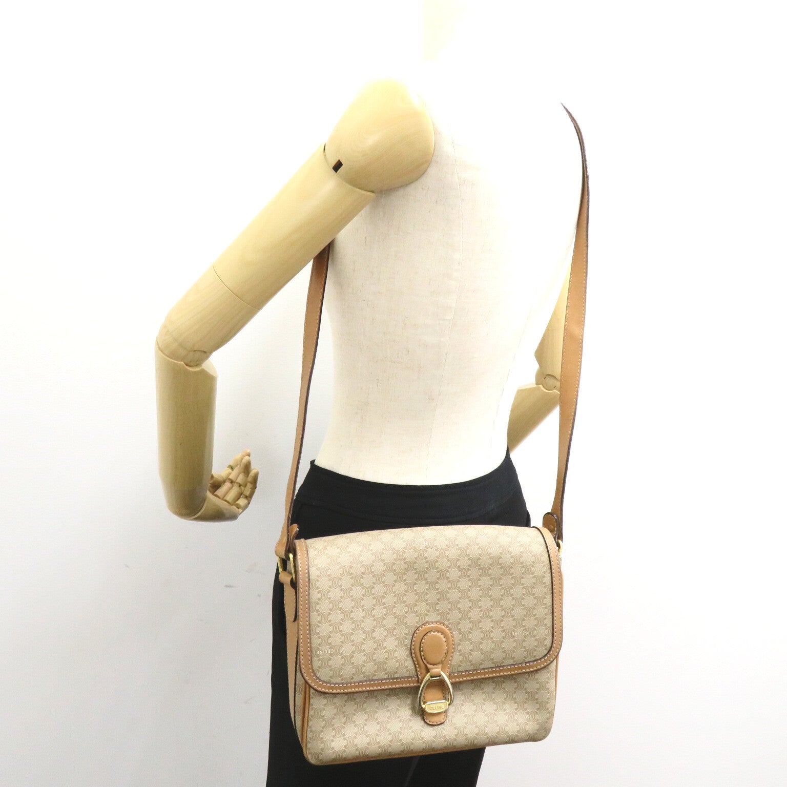 Celine Celine Shoulder Bag Shoulder Bag PVC Coated Canvas Leather  Beige Collection