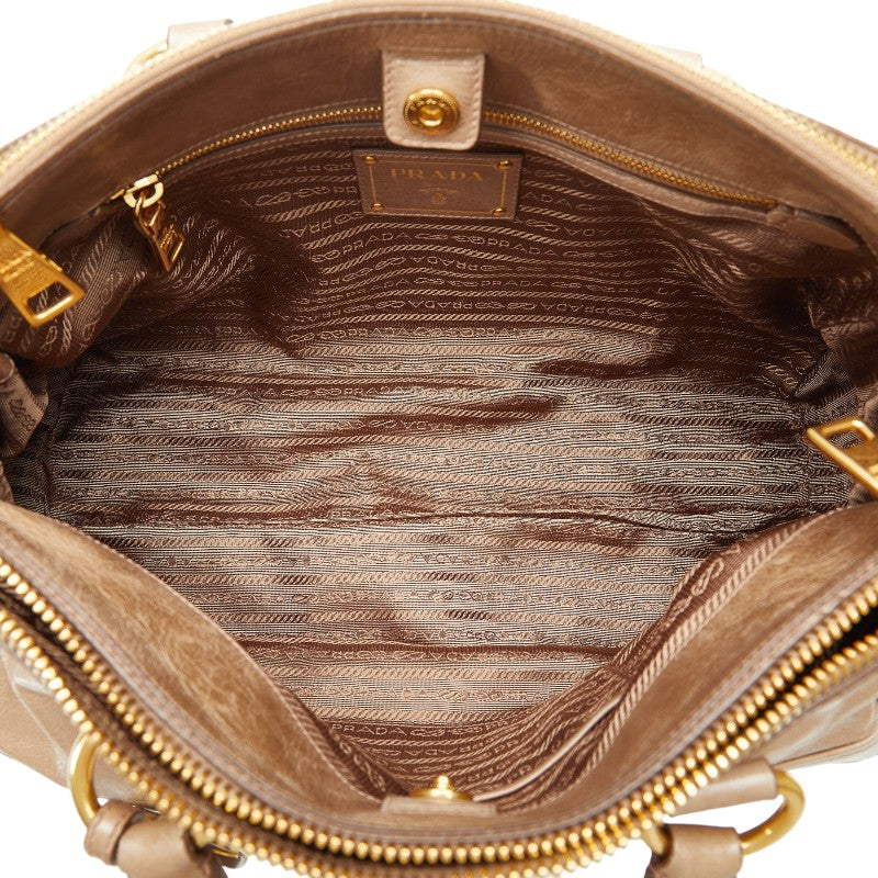 Prada logo handbags shoulder bag 2w BN2324 beige leather ladies PRADA